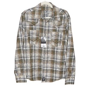 Wrangler Men's Rock 47 Long Sleeve Allover Shirt Tan Trench Size M